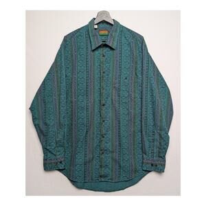 Vintage Oakton‎ Limited Green Floral Long Sleeve Casual Shirt XL